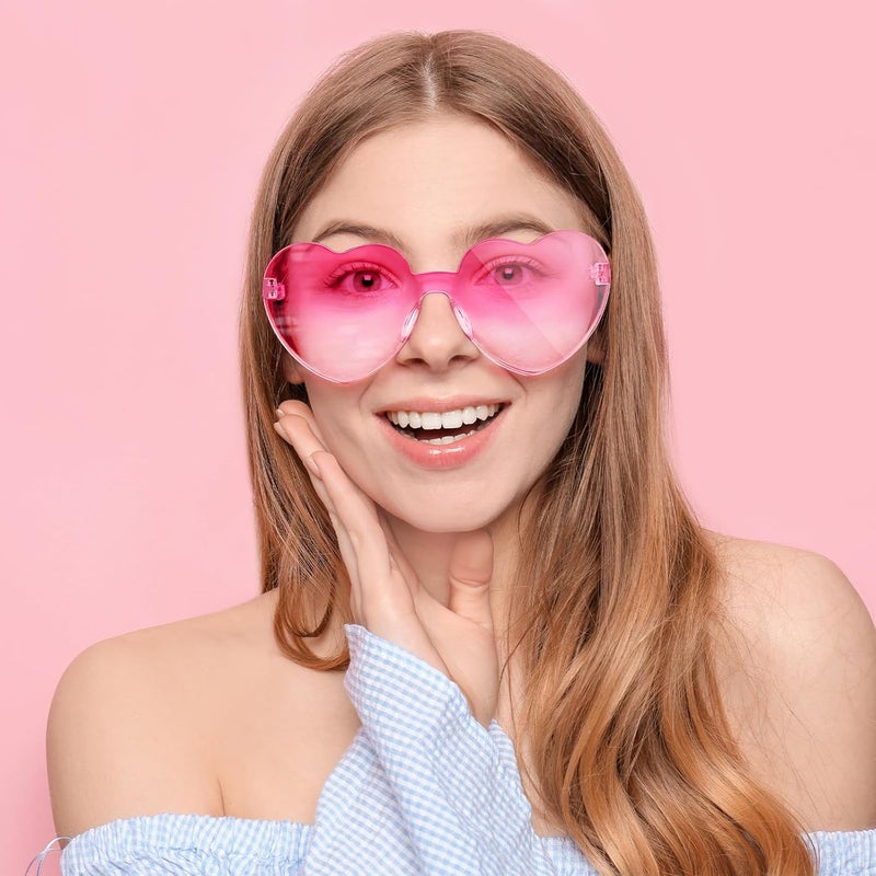 NACHLYNN 10 Pairs Heart Sunglasses Women Rimless Heart Shaped Sunglasses Candy Color Glasses for Costumes Cosplay (Gradient Rainbow) - Image 5
